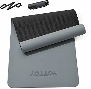 Yoga Mat,Non-Slip TPE Exercise Mat(1/4 Inch) for Pilates, Fitness & Barefoot Workouts, Home Gym Studio with Strap & Bag