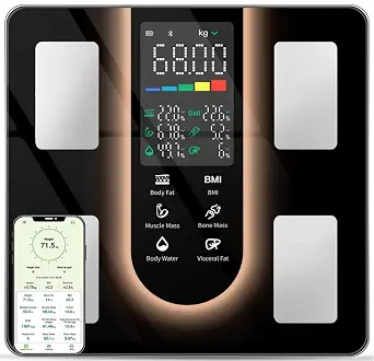 Smart Scale for Body Weight:23 Body Metrics with 5.8" Large Display - Body Fat, Muscle Mass, BMI Tracker, Bluetooth APP Scale, Compact Design, Tempered Glass, 10 Settings