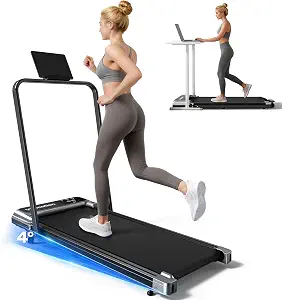 Walking Pad Treadmill with Handle Bar and Adjustable Incline, Compact Portable Treadmills for Home Office, 2.5HP Quiet Anti-Slip Under Desk Treadmills, 0.6-3.8 MPH Remote Speed Control