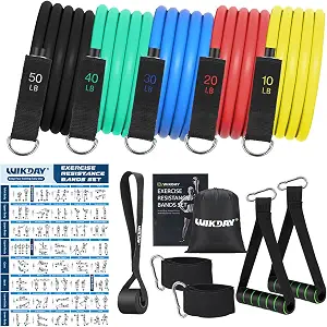 WIKDAY Exercise Resistance Bands with Handles for Working Out Workout Bands Set with Door Anchor for Physical Therapy, Yoga, Pilates
