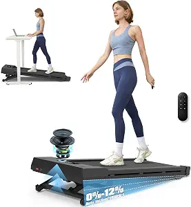 PACEROCKER Walking Pad Treadmill with 12% 9-Level Auto Incline, 450 lbs Capacity Bluetooth Speaker Under Desk Treadmills for Home Hiking, 5 MPH