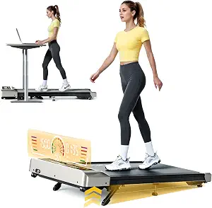 TOPUTURE Walking Pad with 10% Incline, 3.0HP Brushless Quiet Under Desk Treadmill, Portable Treadmills for Home/Office, Running Machine 300 lbs Capacity with RGB LED Screen, Remote Control/App Control